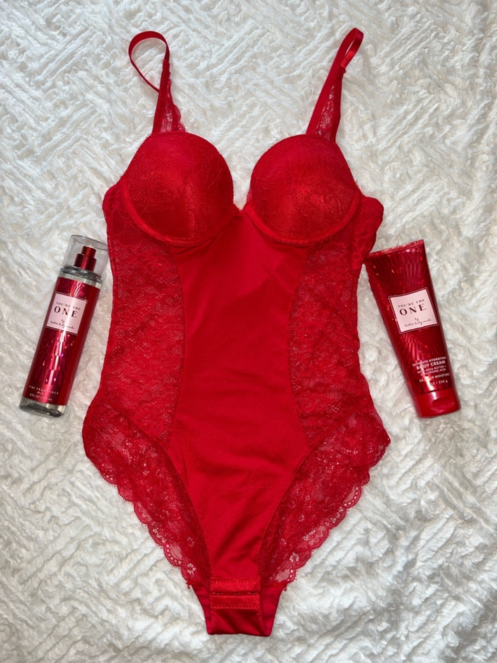 Red Lace Bodysuit Lingerie